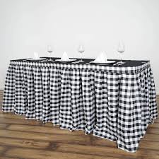 Black And White Checkered Chair Sashes Checkered Table Skirt 14ft White Black Buffalo Plaid Gingham Polyester Table Skirts Table Skirt Checkered Decor Gingham