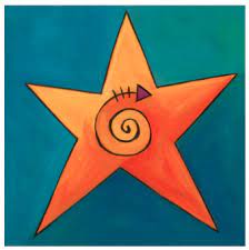 Star Icon Plaque Kids Canvas Painting Art Pole Vibrant Tile
