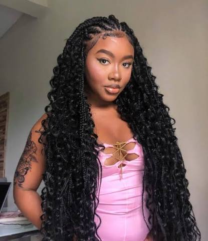 22 Gorgeous Fulani Braids With Curls for a Trendy Look : Sleek Jet ...