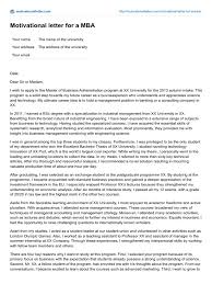 Motivational letter samples and templates for. Motivational Letter For A Mba Master Of Business Administration Postgraduate Education