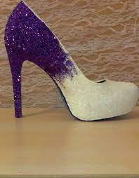 Women S Sparkly White Purple Ombre Glitter Heels Wedding Bride Prom Shoes Glittershoes Prom Shoes Prom Heels Glitter Heels Wedding