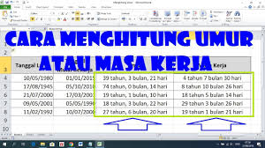 Contoh soal perbandingan dalam menghitung umur youtube. Cara Menghitung Usia Dan Masa Kerja Karyawan Pada Microsoft Excel Alkoyendra Com