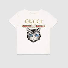 Children S Gucci Logo T Shirt With Mystic Cat White Kids Logo Design Tshirt Logo T Shirt Shipping is always free and returns are accepted at any location. gucci logo t shirt with mystic cat