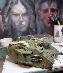 I don't like painting vehicles...never have. I enjoy painting the  inhabitants of the vehicle though....still, happy painting folks. This for  the Siege of Vraks. The 'sand' bags are actually butter bean sacks.