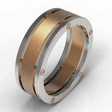 Original 14 K Gold Triple Band Wedding Ring With Screw Design Two Tone Gold Wedding Ring With Bolt A Engagement Rings Couple Rings For Men Wedding Rings