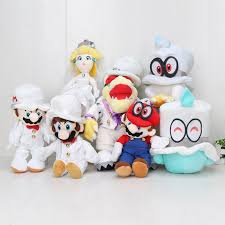 Super mario odyssey stuffed animals. 2pcs Set Super Mario Odyssey White Wedding Dress Princess Peach And Sitting Pose Plush Doll 23 33cm For Kids Retail Buy At The Price Of 18 64 In Aliexpress Com Imall Com