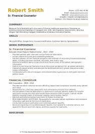 The financial aid counselor's duties include counseling and advising students and parents on the various financial aid programs, assisting with the administration of one or more federal, state, or institutional financial aid programs. Financial Counselor Resume Samples Qwikresume