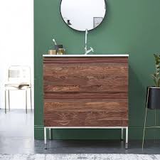 Meuble En Palissandre Et Ceramique 80 Cm Salle De Bain Tikamoon Meuble Salle De Bain Meuble Sous Vasque Salle De Bain Bois