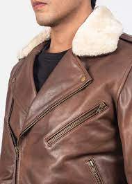 Furton Brown Leather Biker Jacket Belted Jacket Cowhide Leather Leather
