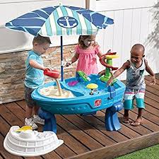 Amazon Com Step2 Fiesta Cruise Sand Water Play Table With Umbrella Toys Games Sand And Water Table Kids Play Set Water Table With Umbrella