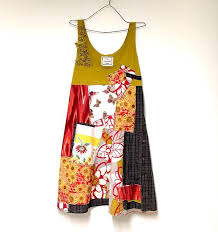 Artsy Dress Hippie Summer Dress Sleeveless Beach Dress Upcycle Clothes Refashion Clothes Clothes