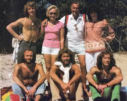 Mum and dad Gibb with their 5 children in Miami "The day after we arrived  in Miami 79 filming on the beach" - from Lesley Evans (Gibb) L to R:  standing; Andy,