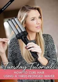 Tuesday Tutorial How To Curl Hair Using A Three Pronged Waver Makeup Com Curled Hairstyles Hair Waver Iron Hair Waver