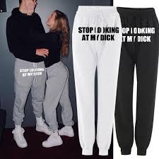 Maybe you would like to learn more about one of these? Fashion Unisex Sweat Pants Stop Looking At My Dick Printed Casual Drawstring Joggers Sports Trousers Buy At A Low Prices On Joom E Commerce Platform