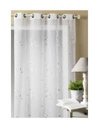 Vendu A L Unite 140 X 260 Cm Pret A Poser Est En Matiere Etamine Legere Avec Une Broderie Verticale D Un Motif Feuill Voilage Voilage Blanc Rideaux Voilages