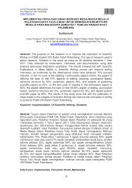 Formatnya sebenarnya tidak terlalu berbeda dengan salah satu contoh karya tulis ilmiah terpopuler yang kerap diburu di internet ialah bidang kesehatan. Pdf Implementasi Penulisan Ilmiah Berbasis Media Massa Melalui Pelatihan Karya Tulis Ilmiah Untuk Meningkatkan Motivasi Menulis Pada Mahasiswa Semester 1 Pgmi Uin Raden Fatah Palembang
