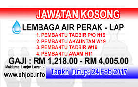 ● kerja secara berkumpulan ● communication skill job requirements: Jawatan Kosong Lap Lembaga Air Perak 24 Februari 2017 Jawatan Kosong Kerajaan Swasta Terkini Malaysia 2021 2022