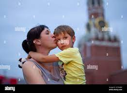 Russian Mom and son on Red Square in Moscow Stock Photo - Alamy