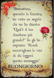 Stamattina Aprendo La Finestra Ho Visto Un Angelo Che Mi Ha Chiesto Qual E Il Tuo Desiderio Piu Grande Io Gli Buongiorno Citazioni Buongiorno Messaggi