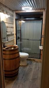Corrugated Alum Barrel Sink Support Cabin Shower Rustic Bathrooms Barn House Plans Rustic Bathroom Designs