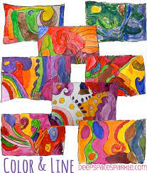 Have the students draw different types of lines on their papers using oil pastels. Easy Color Line Art Lesson Deep Space Sparkle