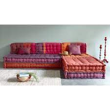 We Love This Indian Made Corner Daybed Bringing The Vibrant Colours Of An Indian Market To Your Living Room And Made Up Home Decor Cushions On Sofa Floor Couch