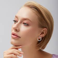 Multishape Diamond Swirl Hoop Earrings in 18K White Gold