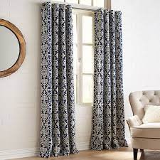Chenille Damask Navy Grommet Curtain Pier 1 Imports Dining Room Curtains Curtains Blue Pattern Curtains