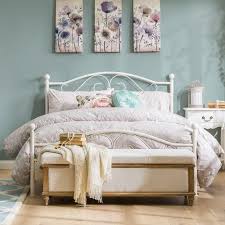 This diy tall platform bed is a fairly complicated project so note that it will take some time and a. Alexandre Bed Frame Lily Manor Size Double 4 6 White Metal Bed White Metal Bed Frame White Bed Frame