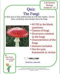 Fungi Quiz Worksheet Review Fungi Homeschool Nature Study Science Lesson Activities