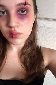 Just a little beaten up make up feat. Skylar. Made with cream paints and  fake blood