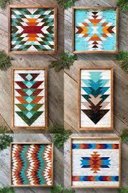 Southwestern Inspired Decorating With Geometric Wood Wall Art In Colorful Patterns For Living Room In 2020 Handcrafted Wall Art Western Wall Decor Wood Wall Art