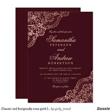 Classic Red Burgundy Rose Gold Lace Wedding Invitation Zazzle Com In 2020 Gold And Burgundy Wedding Lace Wedding Invitations Vintage Wedding Invitations Lace