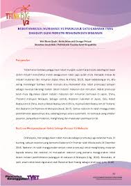 Menjadi peneraju latihan industri makanan di malaysia. Pdf Robot Manusia Humanoid Vs Pramusaji Satu Cabaran Yang Dihadapi Oleh Industri Makanan Dan Minuman Wei Boon Quah Academia Edu