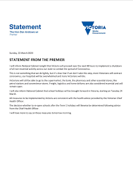 The state government details how coronavirus restrictions in regional victoria will be eased in coming weeks. Laurel Irving On Twitter Breaking Full Lockdown Of Non Essential Activity In Victoria Over Next 48 Hrs Also Schools Closed From Tuesday Extraordinary Https T Co Yrtop62z1z