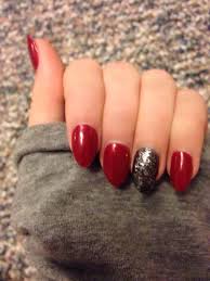 Red Black And Gold Acrylic Nails Mountain Peak Pointed Shaped Acrylic Nails Red Black Sparkle Accent Nail Unique Acrylic Nails Red Nails Black Nails