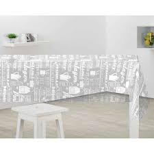 Nappe Rectangulaire Toile Ciree Inscriptions Gris Blanc 140x250 Cm Nappe Linge De Table Linge De Maison Gifi