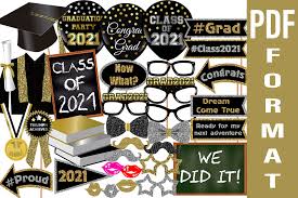Download Graduation Photo Booth Props Class Of 2021 Black And Gold 561582 Party Design Bundles