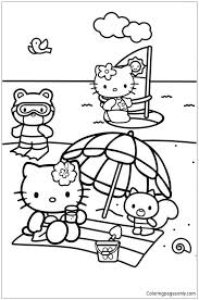 Free hello kitty coloring pages for you to color online, or print out and use crayons, markers, and paints. Hello Kitty And Her Friends At The Beach Coloring Pages Cartoons Coloring Pages Free Printable Coloring Pages Online