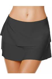 Women Swim Skirt Tummy Control A Line Skirted Bikini Bottom Solid Color Swimsuit Black Cd12o0m2v6a Skirted Bikini Bottoms Skirted Bikini Swim Skirt