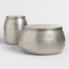 Hammered steel with a lustrous antiqued nickel finish gives our exclusive silver cala coffee table its unique beauty. Silver Hammered Metal Cala Coffee Table World Market Drum Coffee Table Hammered Coffee Table Silver Coffee Table