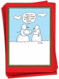 Amazon.com : NobleWorks - 12 Cartoon Merry Christmas Cards Funny - Adult  Happy Holiday Greetings, Boxed Notecards Bulk (1 Design, 12 Cards) -  Snowman Boob Job B1773 : Greeting Cards : Office Products