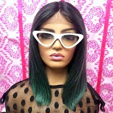 Reality runway star green ombre bob wig