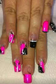 Black And Hot Pink Acrylic Nails Black And Pink Acrylic Nails Unas Disenos Nuevos Disenos De Unas Una Decoradas