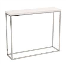 Eurostyle Teresa Console Table In White Lacquer Polished Steel In 2020 Steel Console Table White Console Table Metal Console Table