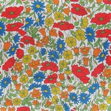Tissus Liberty Tissu Liberty Capel Vert Olive Impressionnisme Papier Peint Motif Coquelicots