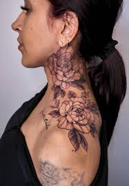 Japanese Red Ink Tattoo Neck