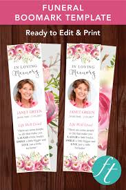 Floral Burst Funeral Bookmark In 2020 Funeral Funeral Program Template Sympathy Cards