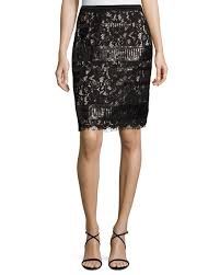 Elie Tahari Violet Sequined Lace Pencil Skirt Black Bergdorf Goodman