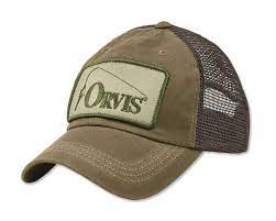 Waxed Cotton Trucker Fishing Cap With A Classic Orvis Logo Waxed Cotton Front With Mesh Trucker Back Panels In Sandstone Cotton Poly Trucker Cap Trucker Cap